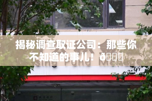 南平揭秘调查取证公司：那些你不知道的事儿！😎