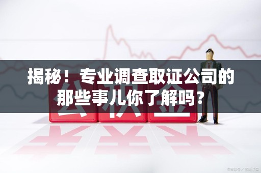 南平揭秘！专业调查取证公司的那些事儿你了解吗？