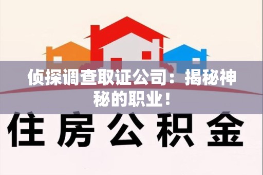 南平侦探调查取证公司：揭秘神秘的职业！