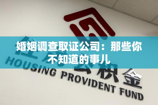 南平婚姻调查取证公司：那些你不知道的事儿