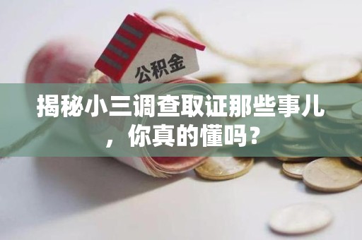 南平揭秘小三调查取证那些事儿，你真的懂吗？