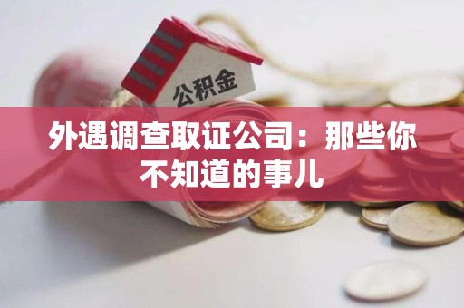南平外遇调查取证公司：那些你不知道的事儿
