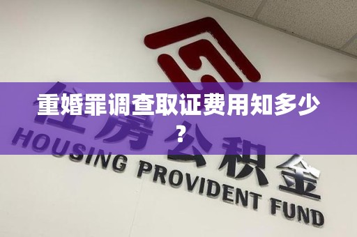 南平重婚罪调查取证费用知多少？