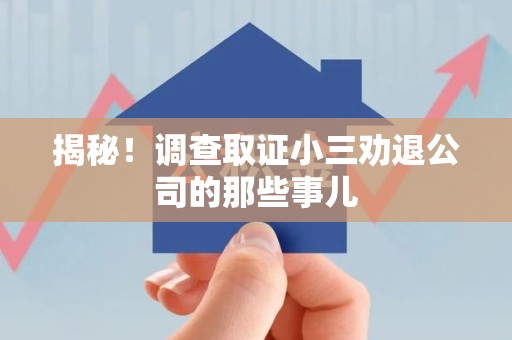 南平揭秘！调查取证小三劝退公司的那些事儿
