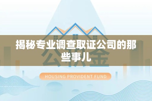南平揭秘专业调查取证公司的那些事儿