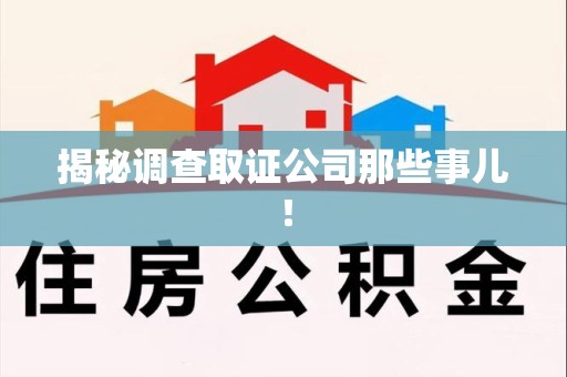 南平揭秘调查取证公司那些事儿！