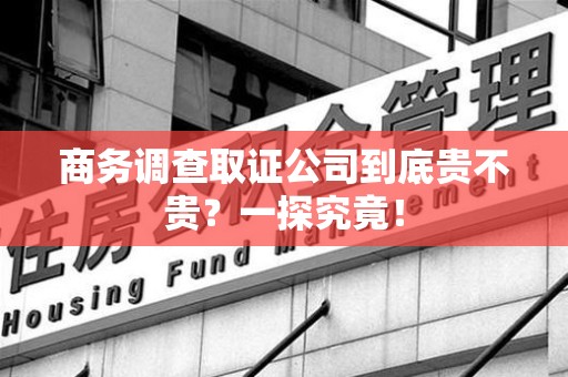 南平商务调查取证公司到底贵不贵？一探究竟！