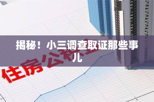南平揭秘！小三调查取证那些事儿