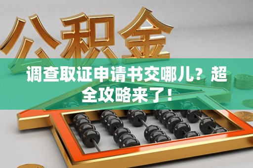 南平调查取证申请书交哪儿？超全攻略来了！