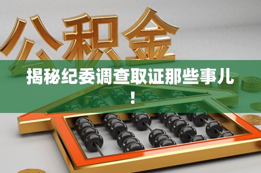 南平揭秘纪委调查取证那些事儿！